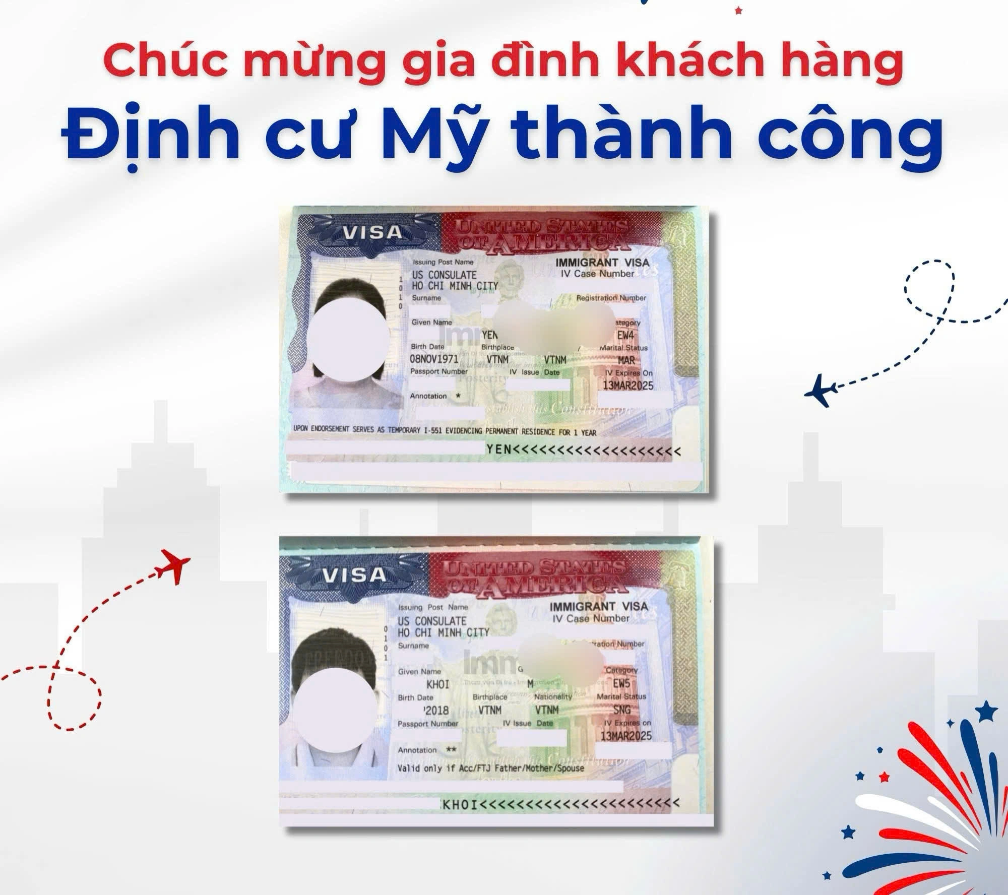 CHÚC MỪNG GIA ĐÌNH CHỊ YẾN & ANH KHÔI  ĐỊNH CƯ MỸ THÀNH CÔNG THEO CHƯƠNG TRÌNH EB-3