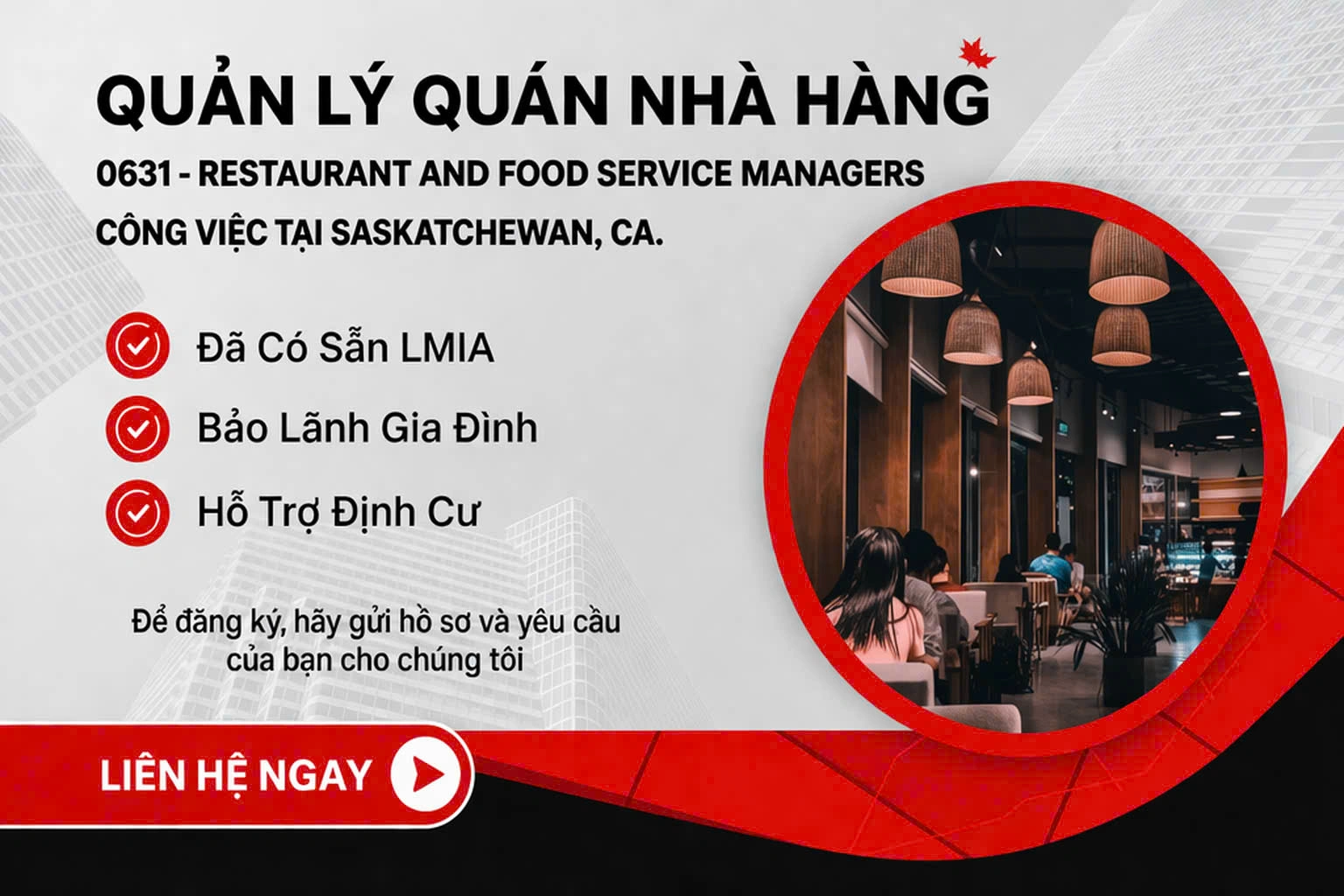 TUYỂN DỤNG CANADA – NGÀNH NHÀ HÀNG & ẨM THỰC