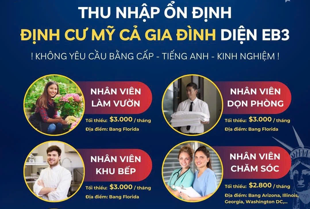 TUYỂN DỤNG EB-3 – ĐỊNH CƯ MỸ CHO CẢ GIA ĐÌNH