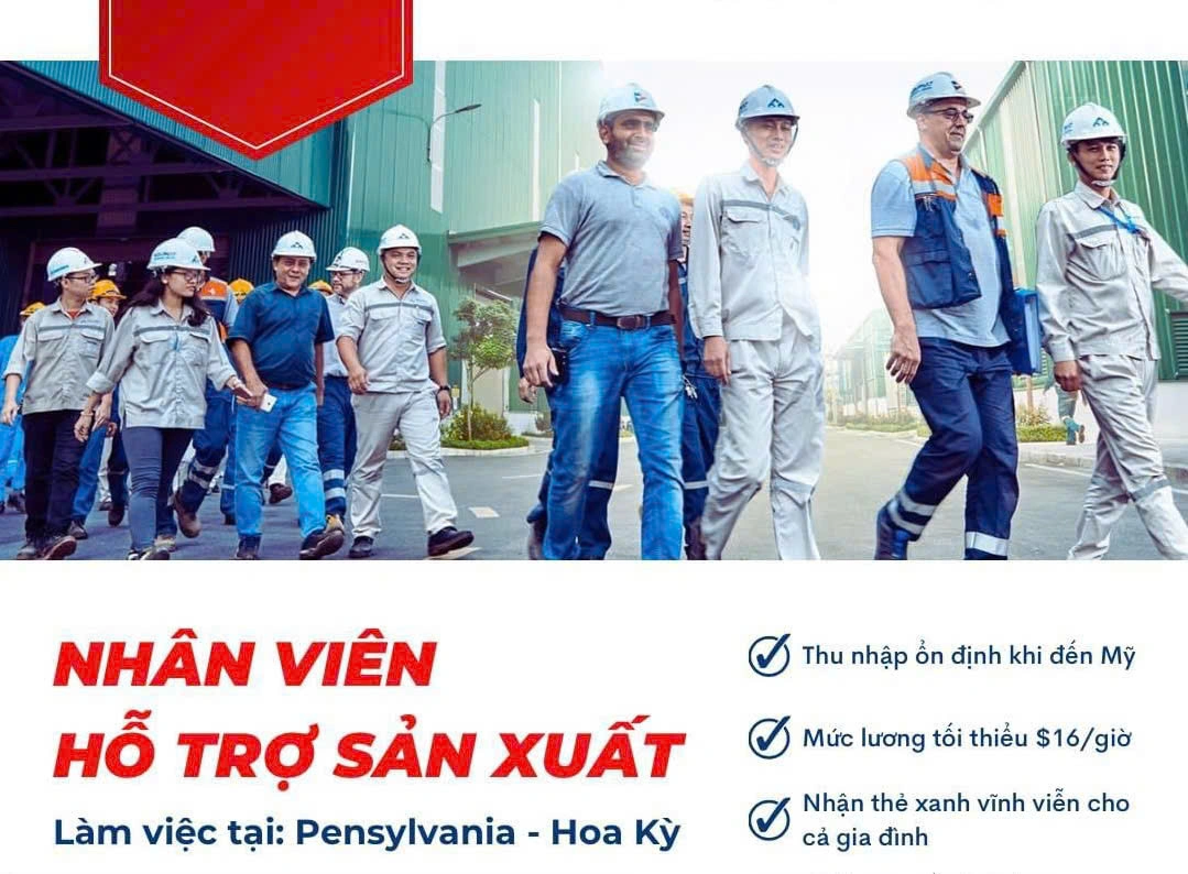 TUYỂN DỤNG ĐỊNH CƯ MỸ DIỆN EB-3  Nhiều vị trí – Thu nhập ổn định – Cơ hội lấy thẻ xanh cho cả gia đình