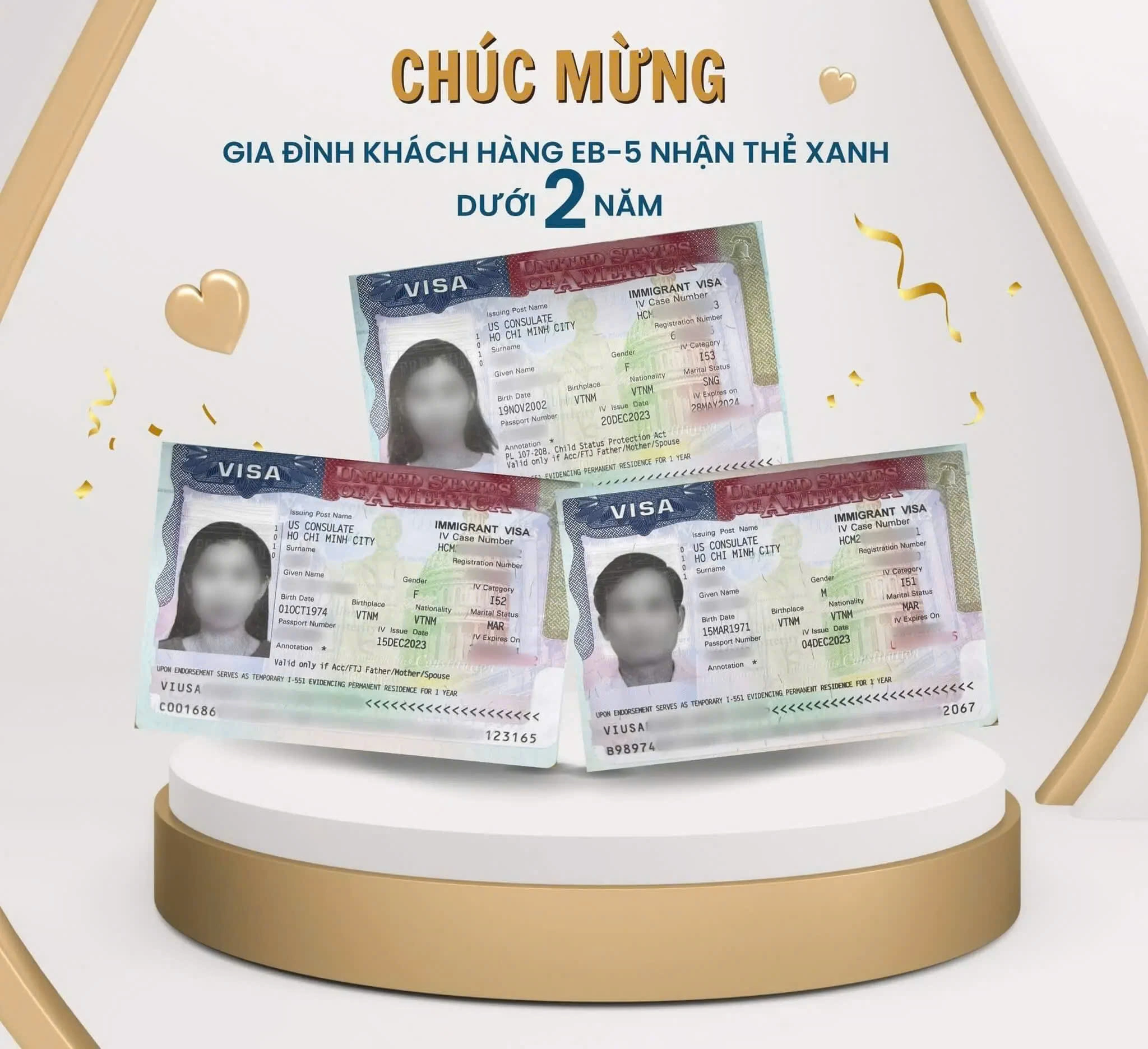 CHÚC MỪNG GIA ĐÌNH KHÁCH HÀNG EB-5 NHẬN THẺ XANH MỸ