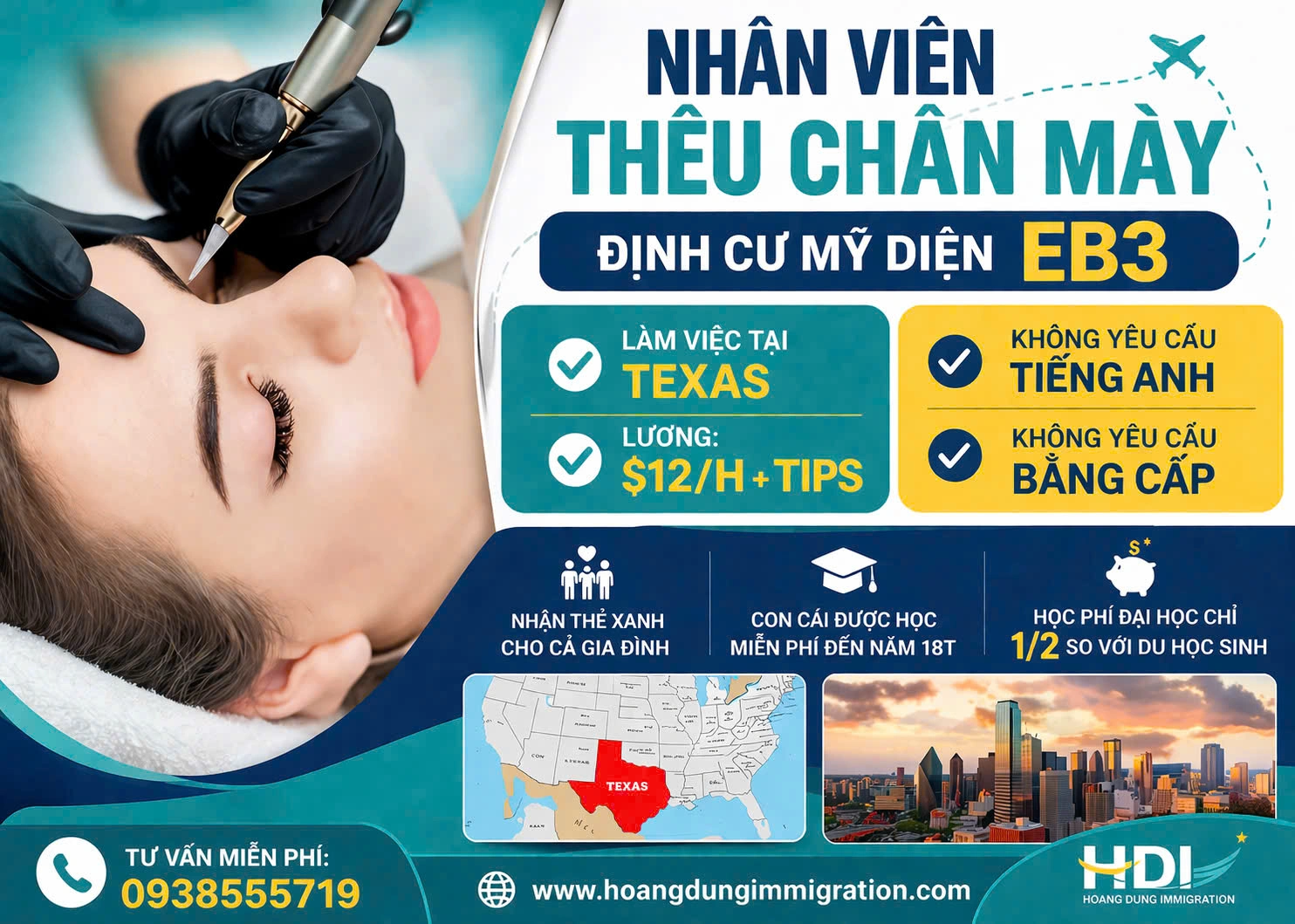 TUYỂN DỤNG ĐỊNH CƯ MỸ EB3 – LÀM VIỆC TẠI TEXAS  KHÔNG YÊU CẦU TIẾNG ANH – KHÔNG CẦN BẰNG CẤP