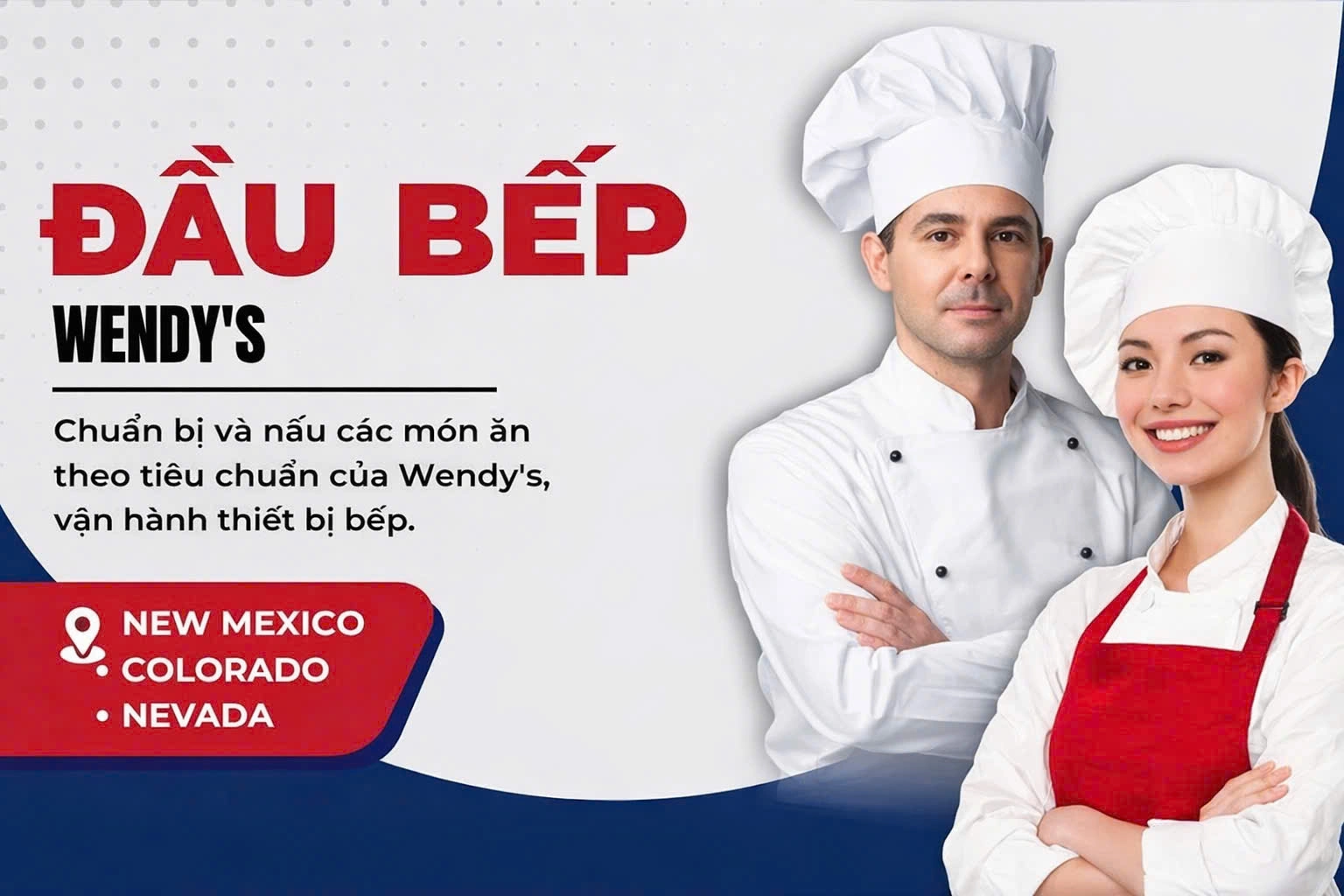 TUYỂN DỤNG EB-3 – HỆ THỐNG WENDY’S (MỸ)  Vị trí: Đầu bếp & Nhân viên quầy