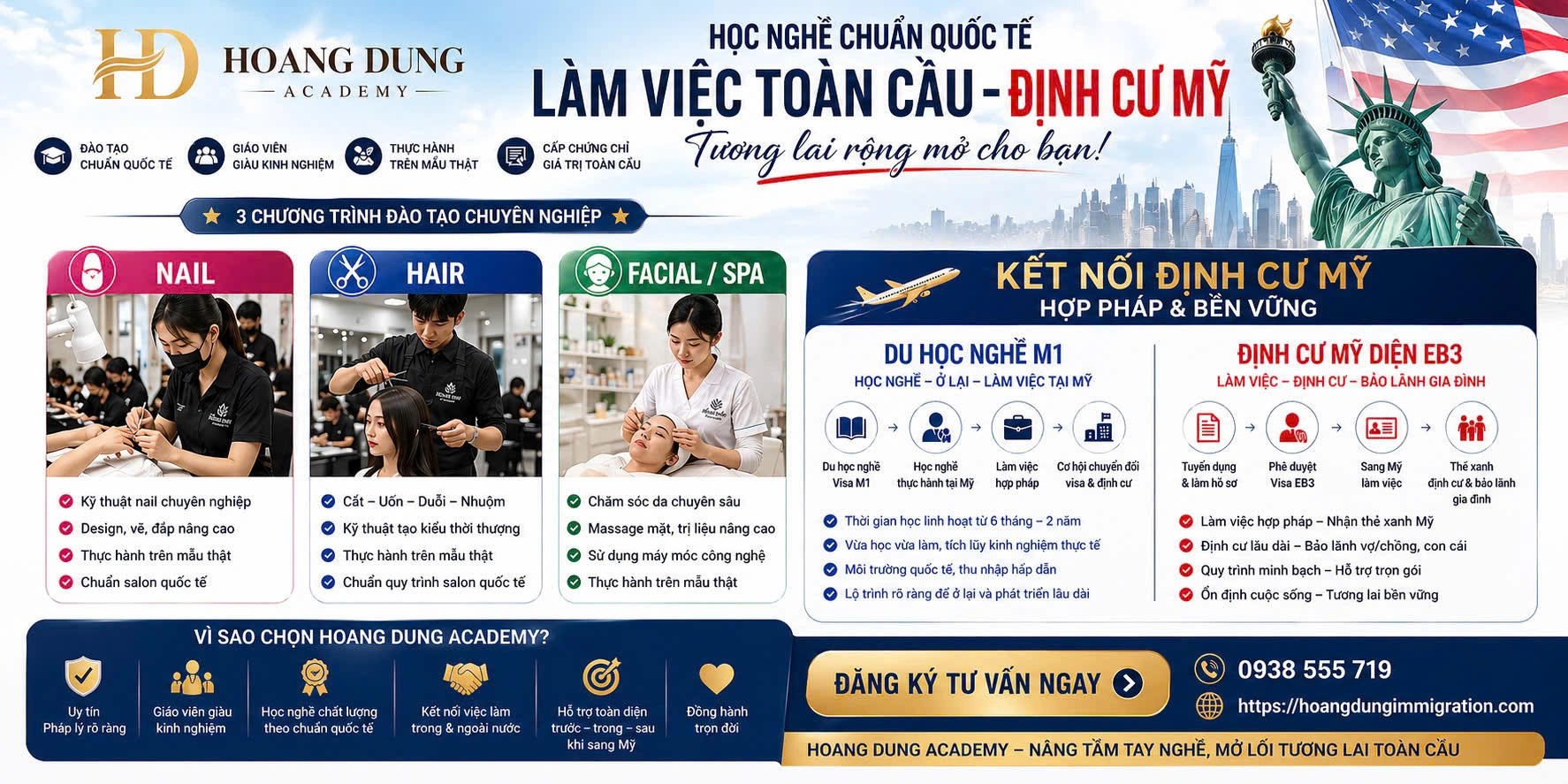 HOANG DUNG ACADEMY  Học nghề chuẩn quốc tế – Mở lối làm việc & định cư Mỹ