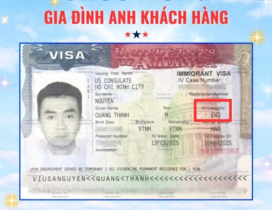 CHÚC MỪNG GIA ĐÌNH ANH KHÁCH HÀNG  NHẬN VISA ĐỊNH CƯ MỸ THÀNH CÔNG – CHƯƠNG TRÌNH EB3