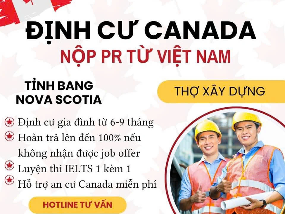 TUYỂN DỤNG ĐỊNH CƯ CANADA – NOVA SCOTIA  Nộp PR trực tiếp từ Việt Nam – Cơ hội định cư nhanh chóng cho gia đình