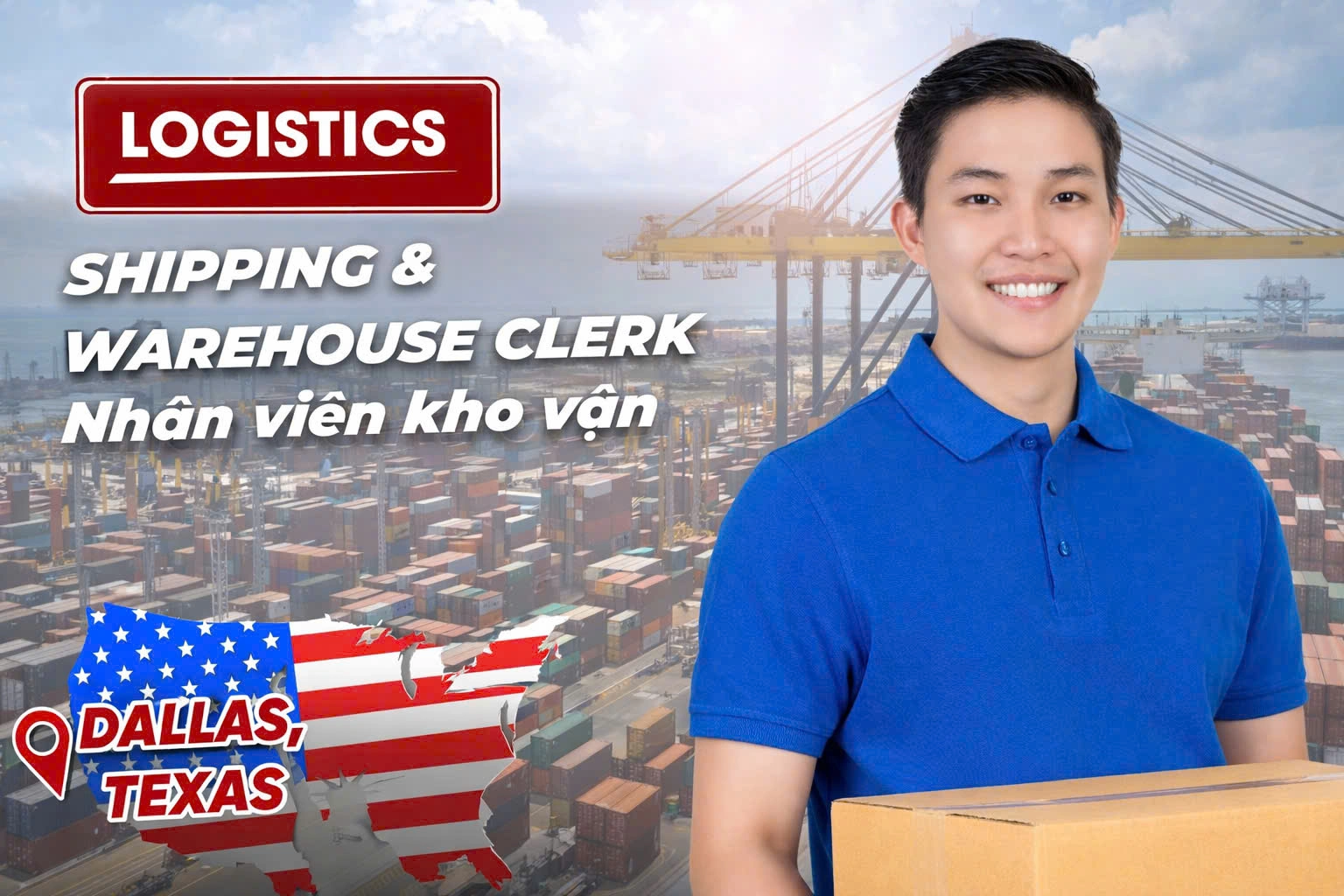 TUYỂN DỤNG EB-3 LOGISTICS – ĐỊNH CƯ MỸ  Làm việc tại Dallas, Texas (Mỹ)