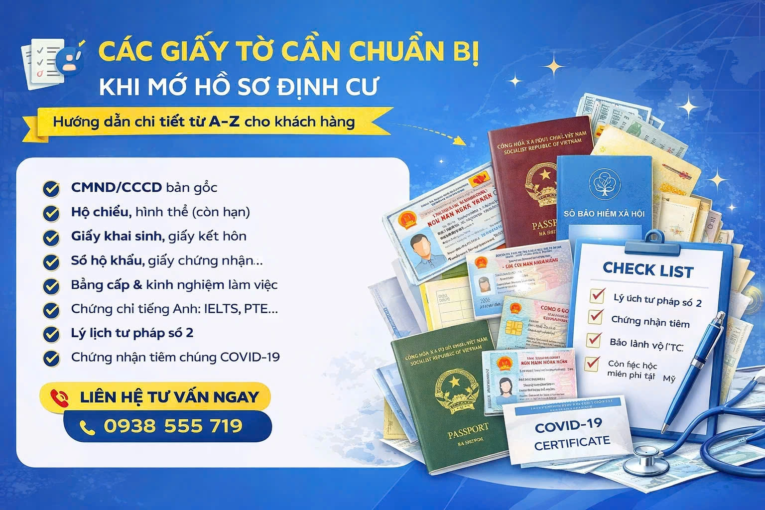 HỒ SƠ ĐỊNH CƯ – NHỮNG GIẤY TỜ CẦN CHUẨN BỊ  Hướng dẫn chi tiết từ A–Z cho khách hàng